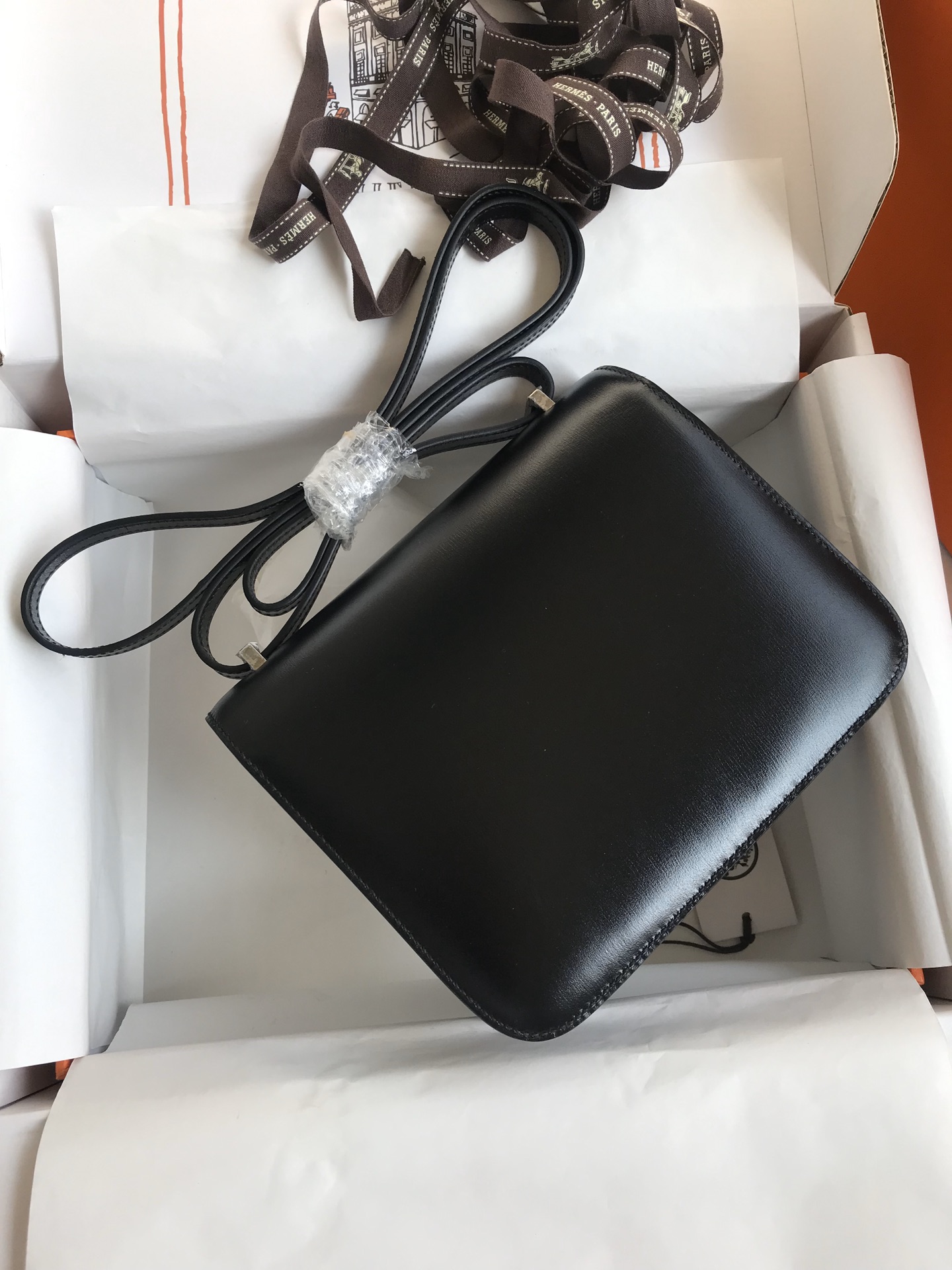 Hermes Constance 18 Mini Shoulder Bag In Black Box Leather